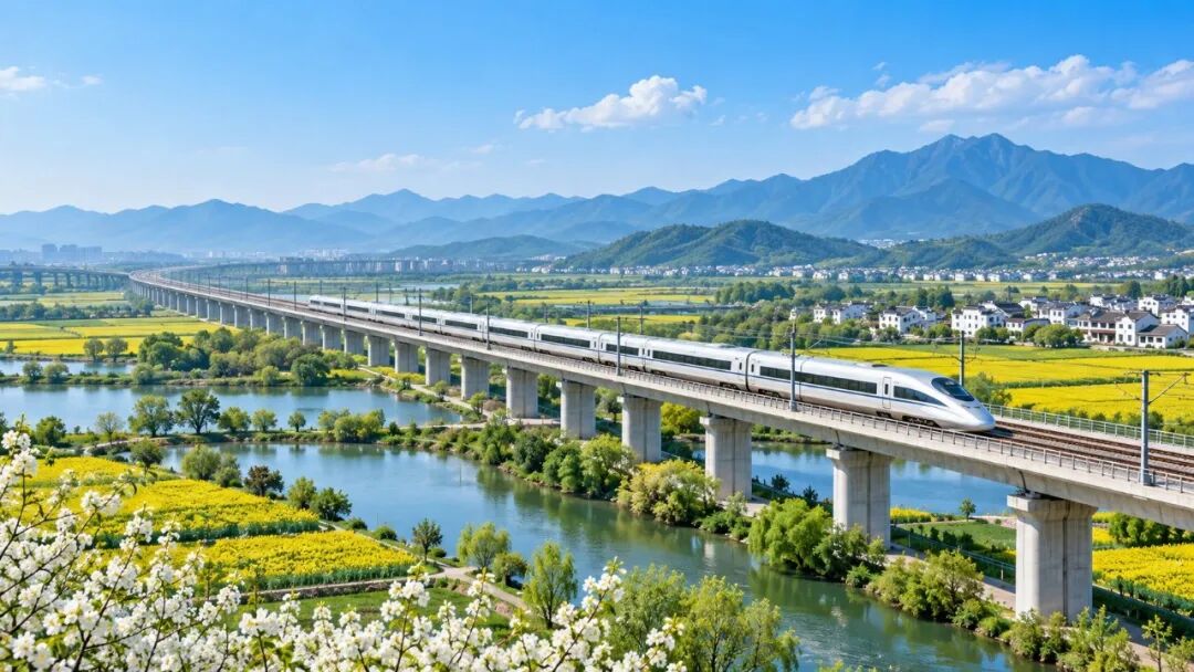 High-speed rail journey - Destination illustration