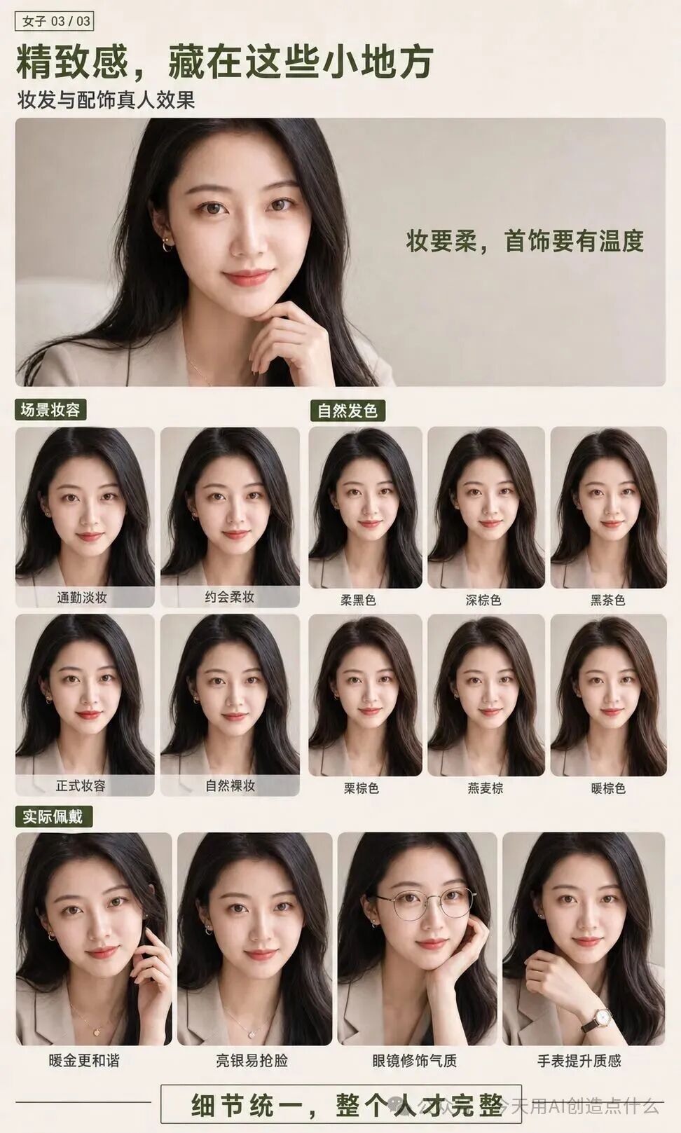 个人色彩与形象分析顾问·三页真人试装系统提示词 Sample images