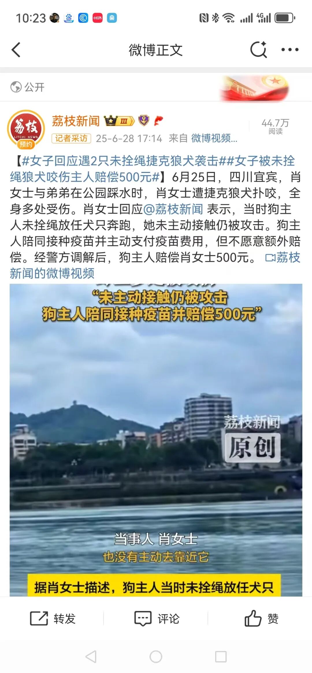 女子被未拴绳狼犬咬伤主人赔偿500元,女子被未拴绳狼犬咬伤，狗主人赔偿500元……今后..