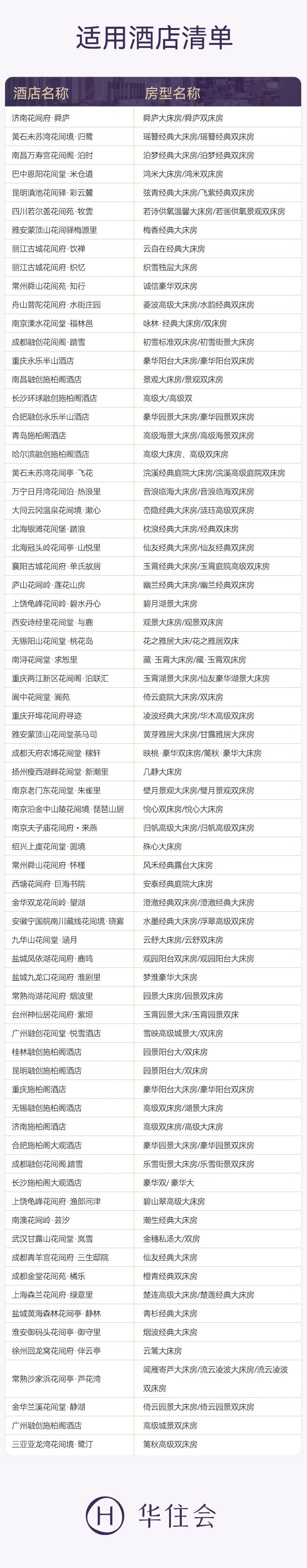华住宋品别墅通兑900元起 元旦周末不加价 全国多店可拆分