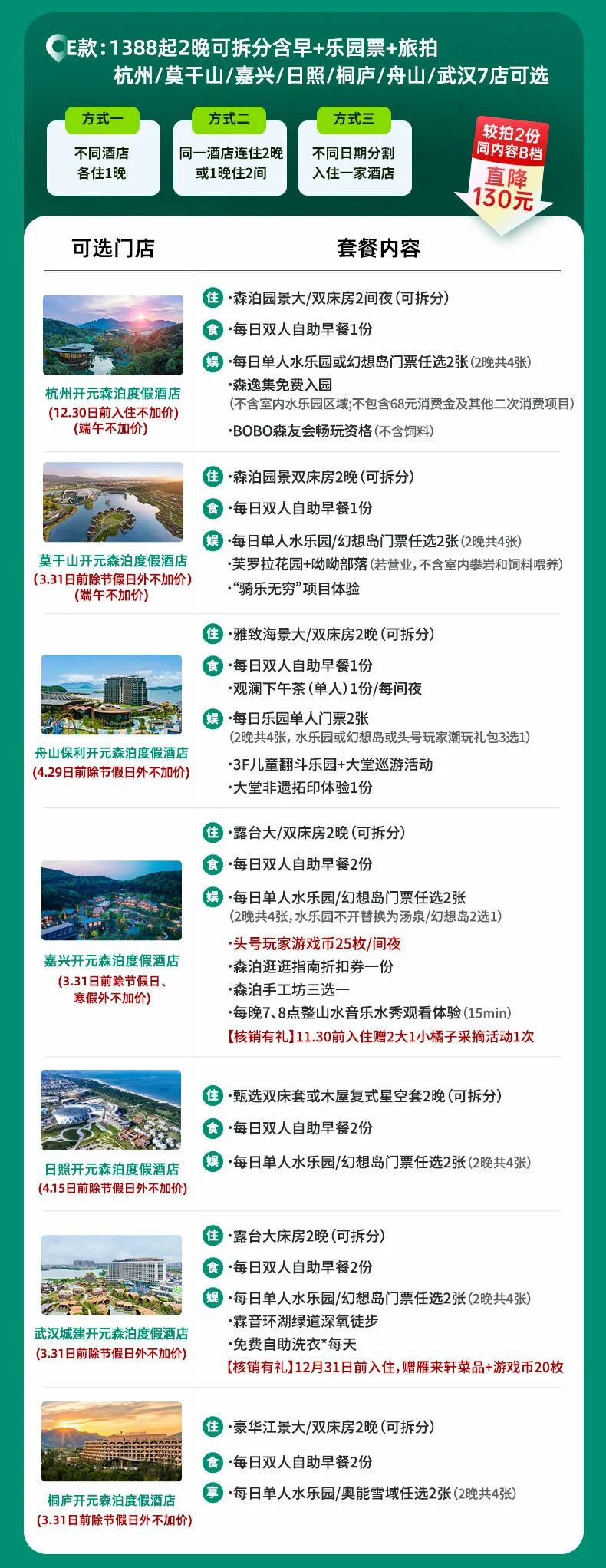 悦榕庄中卫沙漠星星开元森泊双11大促通兑酒店套餐
