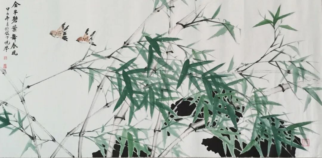 《金竿碧叶舞春风》136X68cm 2024年.jpg