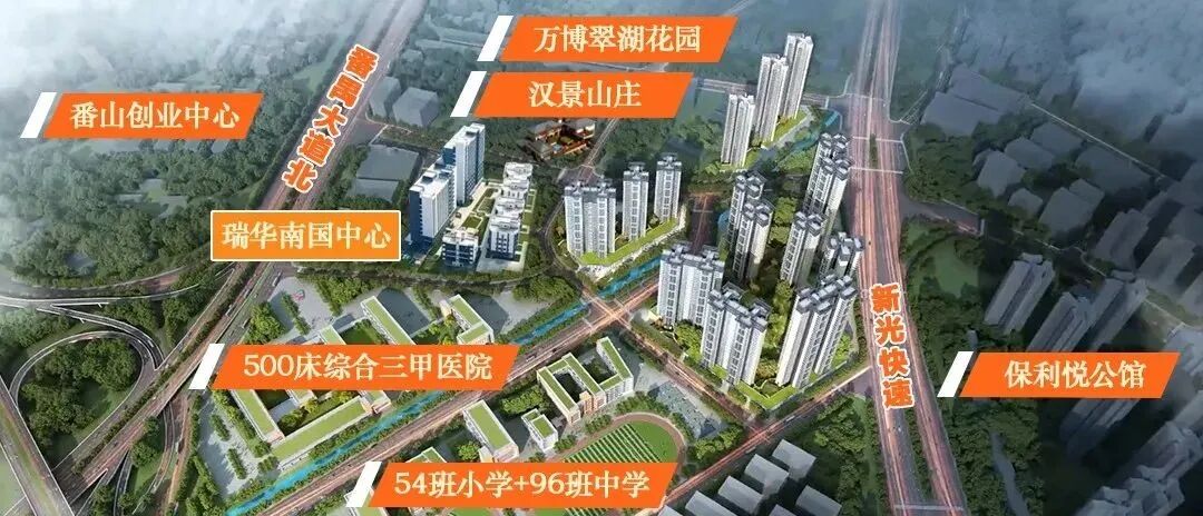 番禺【瑞华南国中心】全新现楼51㎡~100㎡，总价70万起！