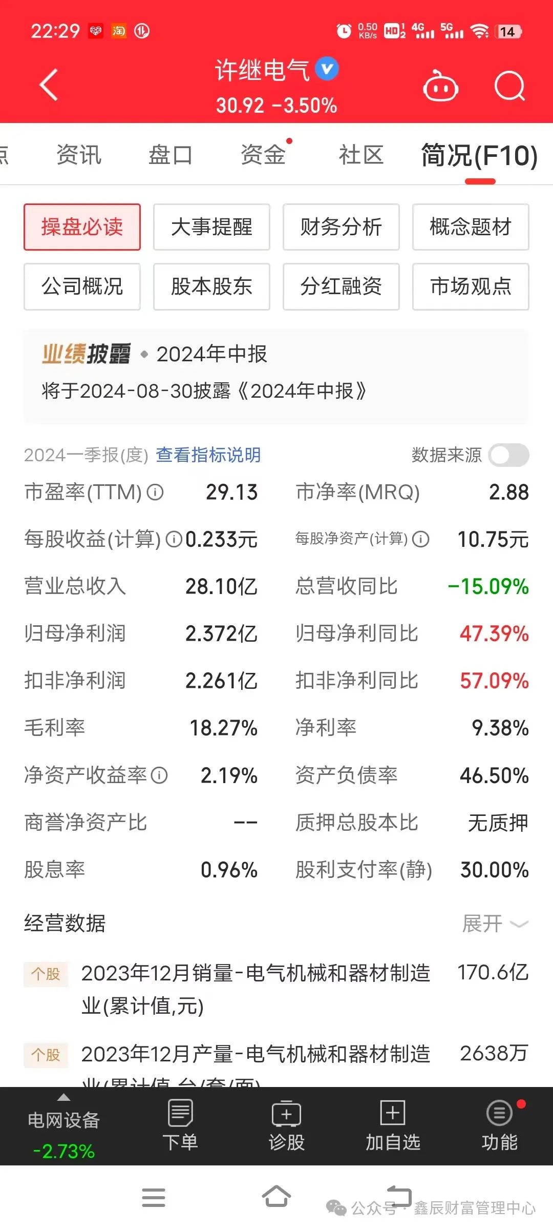 2024年08月24日 许继电气股票