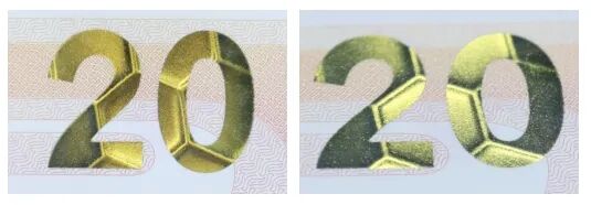 图8 光彩光变图案防伪效果示意图