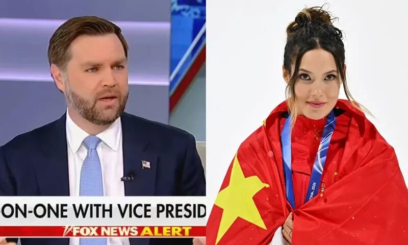 US Vice President JD Vance (left) and Eileen Gu. Photo: screenshots of Fox News report on US local time February 17, 2026