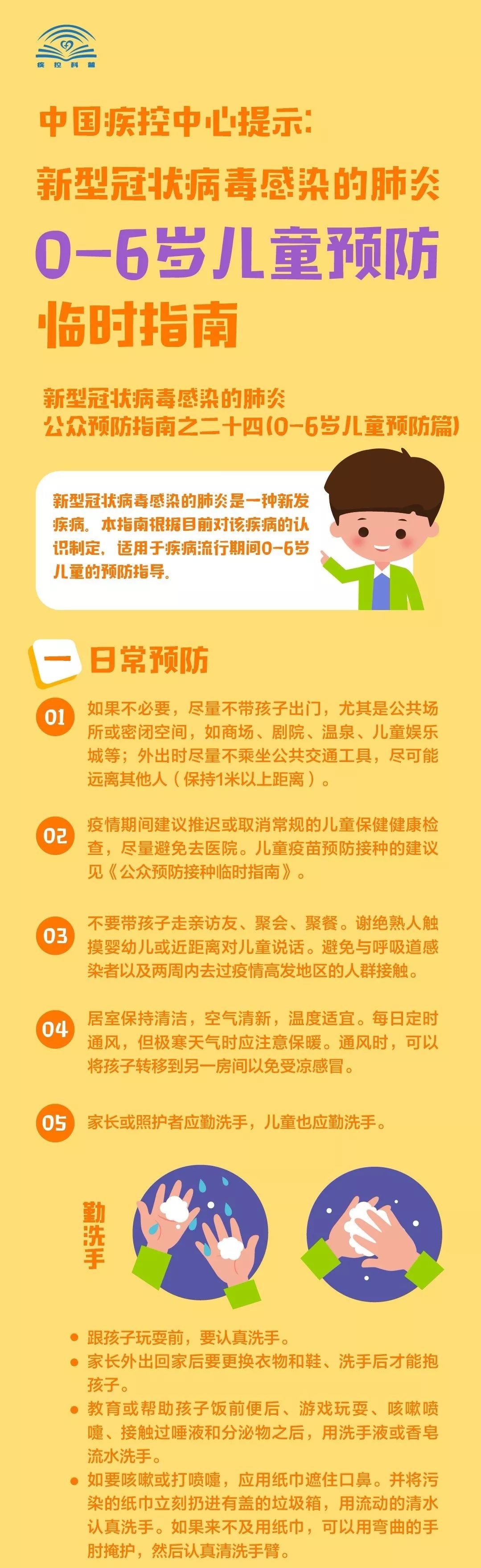 0-6岁儿童预防新型冠状病毒肺炎感染指南