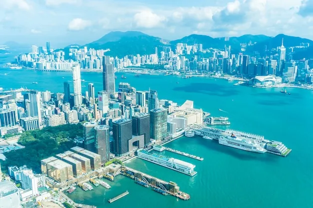 Beautiful architecture building exterior cityscape of hong kong city skyline