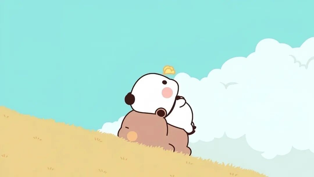 电脑壁纸｜电脑壁纸超清8k原图卡通可爱壁纸线条小狗绿色草地