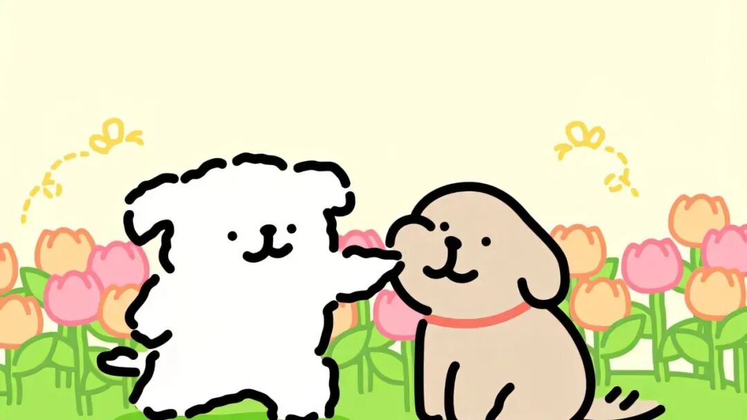 电脑壁纸｜电脑壁纸超清8k原图卡通可爱壁纸线条小狗绿色草地