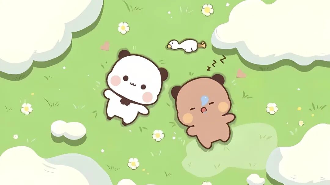 电脑壁纸｜电脑壁纸超清8k原图卡通可爱壁纸线条小狗绿色草地