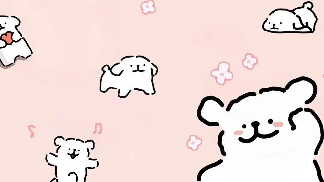 电脑壁纸｜电脑壁纸超清8k原图卡通可爱壁纸线条小狗绿色草地