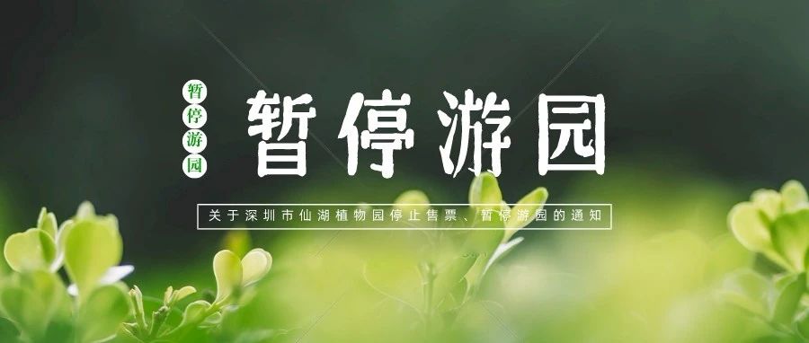 关于深圳市仙湖植物园停止售票、暂停游园的通知