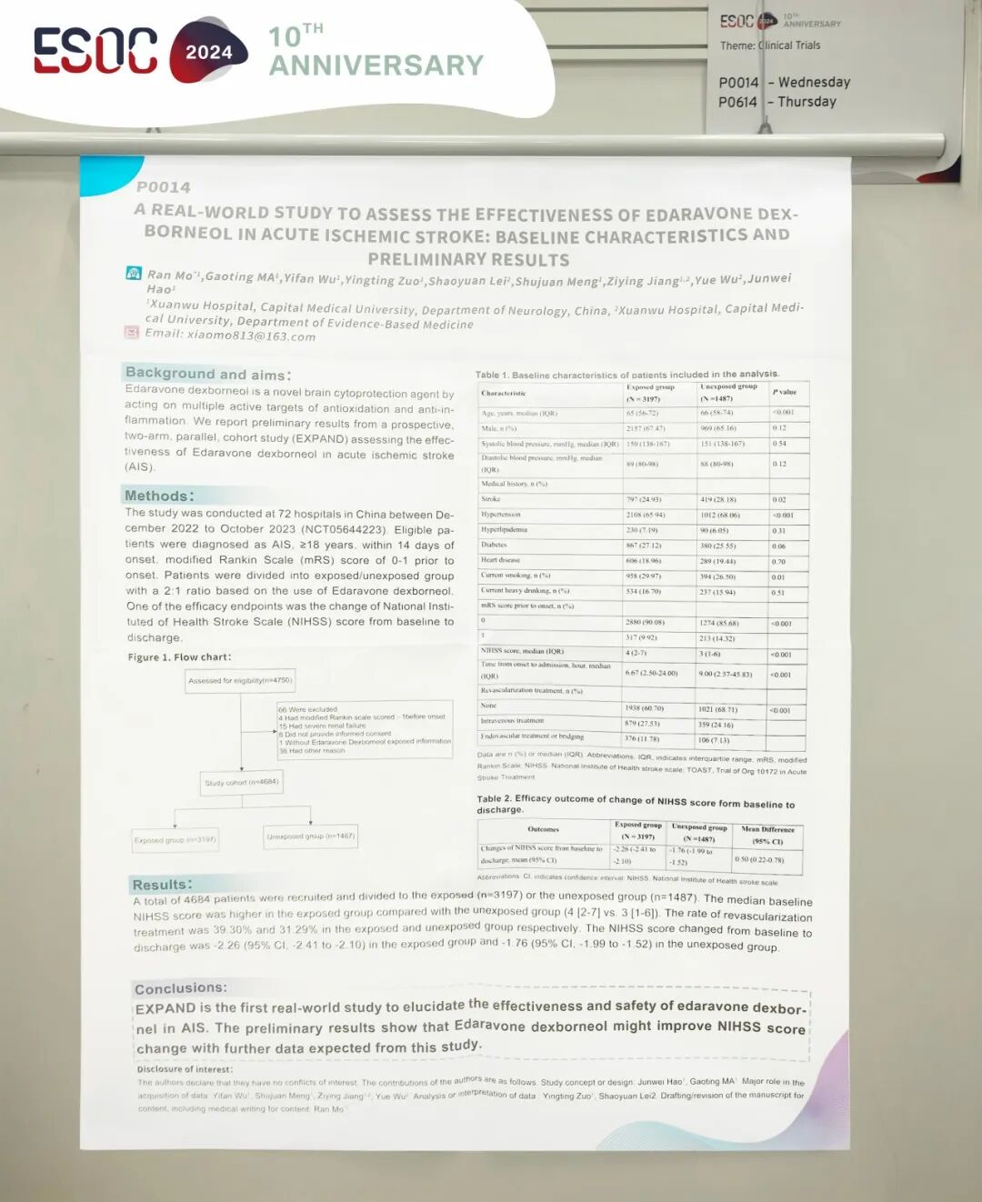 esoc 2024|依达拉奉右莰醇在laa卒中及真实世界的疗效增添新证