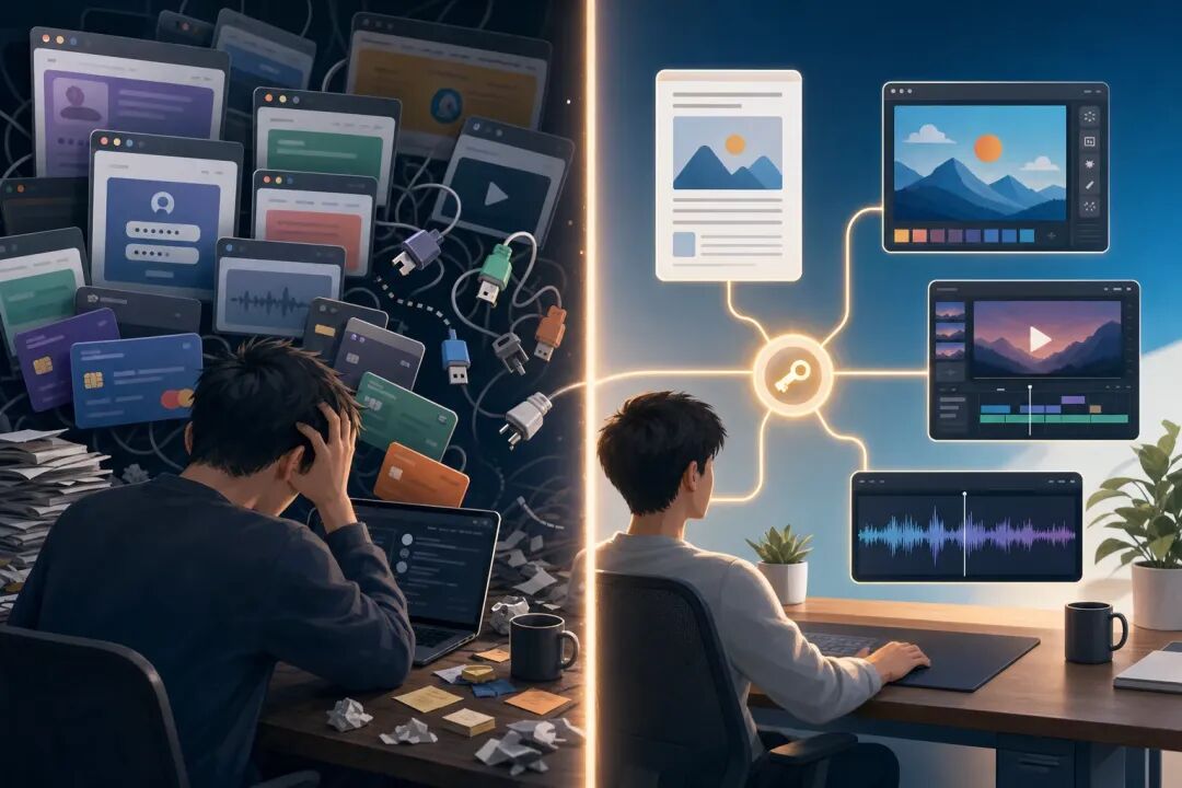 分散工具与统一创作工作流对比