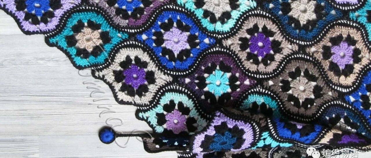 祖母格凤尾花三角披肩，好看又好钩（高清图解）【2021010】