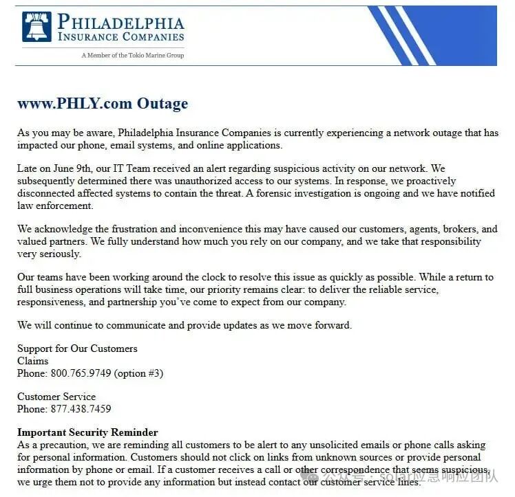 Philadelphia Insurance Companies suffers outage due to cyberattack