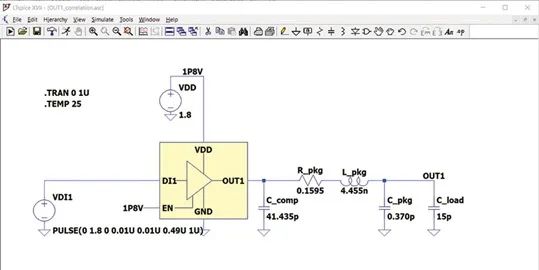 Figure 32. An LTspice DOUT1 correlation testbench. IBIS建模:为何以及如何创建您自己的IBIS模型(图51)