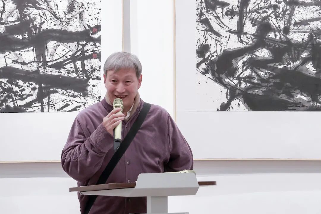 策展人李澳女士致辞六和绘画艺术家代表张田力先生致辞现场展厅现场