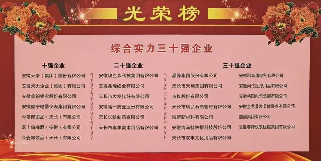安徽天康集团荣膺天长市&ldquo;双十弓虽&rdquo;企业称号