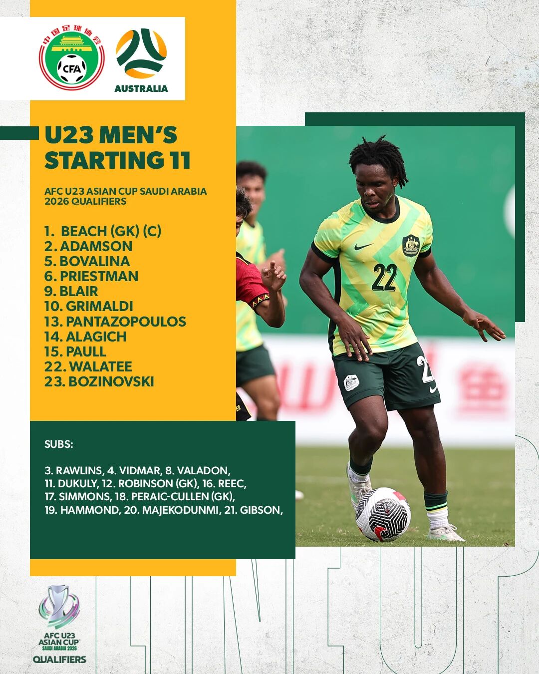 U22国足vs澳大利亚