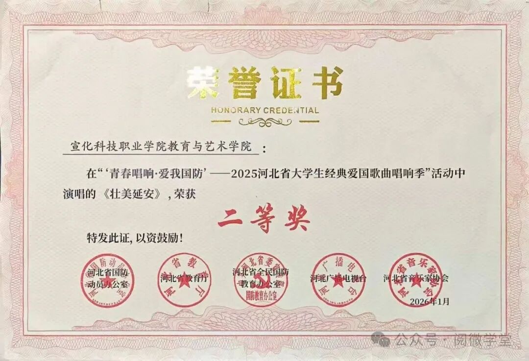 我院教育与艺术学院大合唱社团在省级爱国歌曲唱响季中荣获佳绩