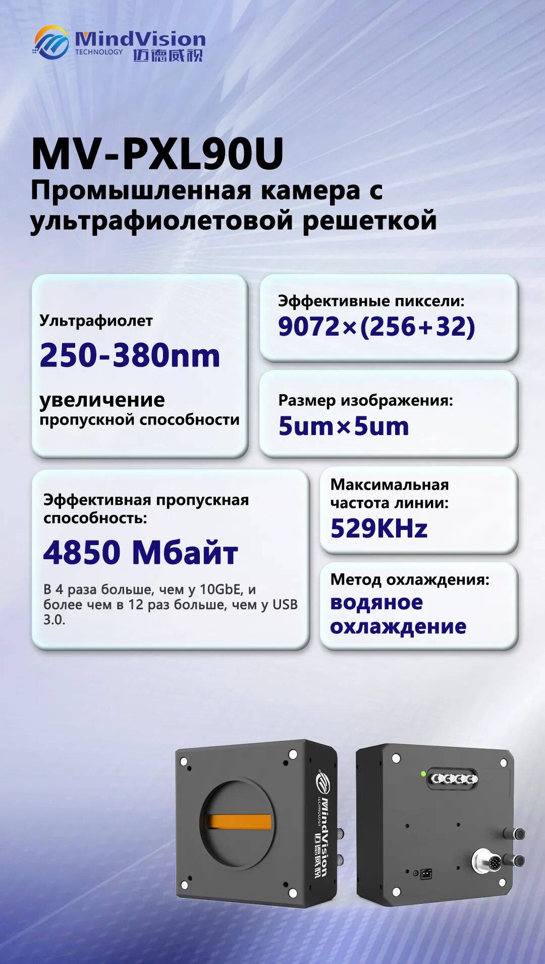 УФ-промышленная камера MV-PXL90U