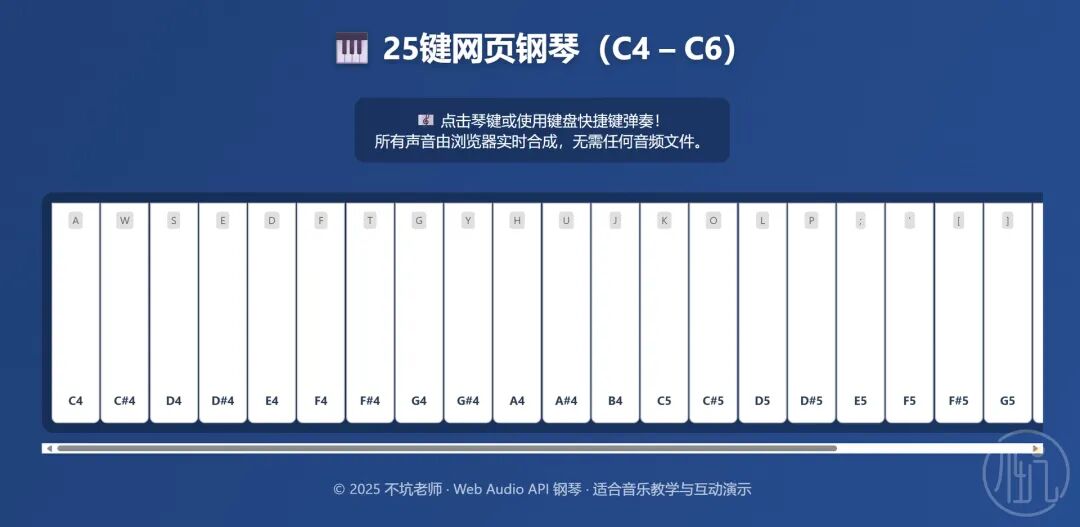 AI生成的在线弹钢琴网页界面