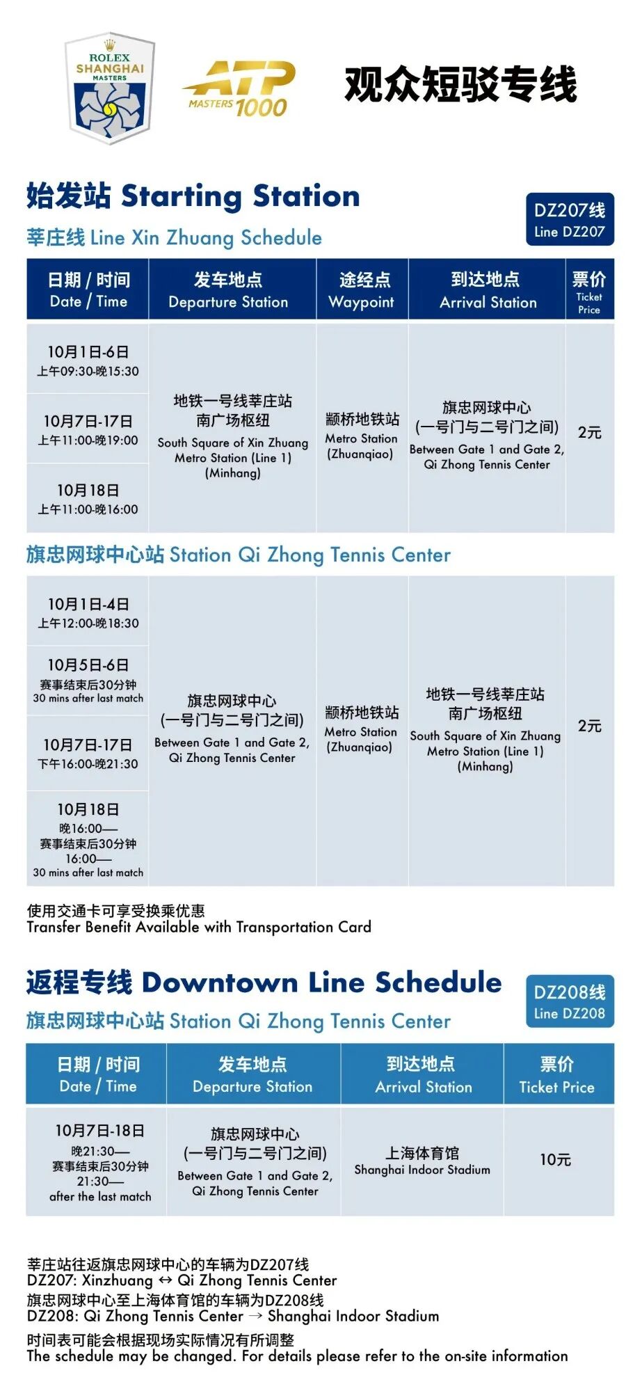 Shanghai Rolex Masters 2026 ： Schedule, Players, Prize Money & Tickets