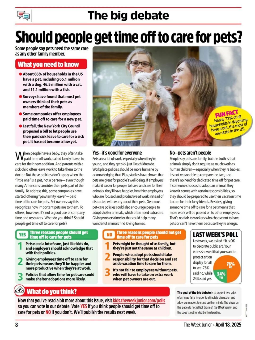 外刊选读The Week Junior｜Should people get time off to care for pets?
