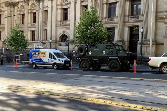 A new truck and a Bearcat were among the massive props brought into the area for the shoot.
