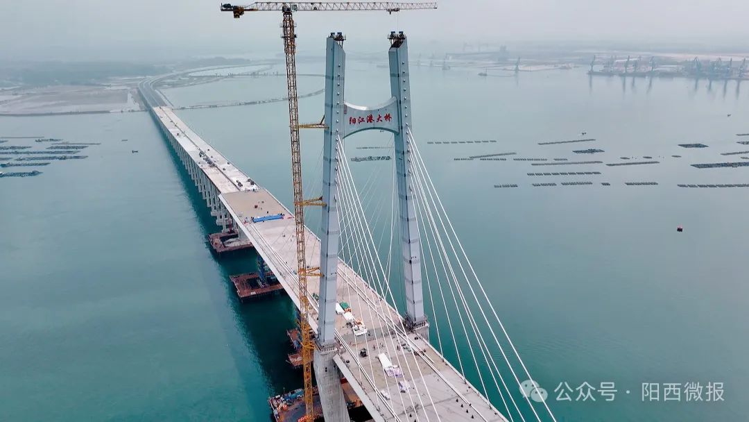 阳江港大桥最后一节段钢箱梁完成吊装 