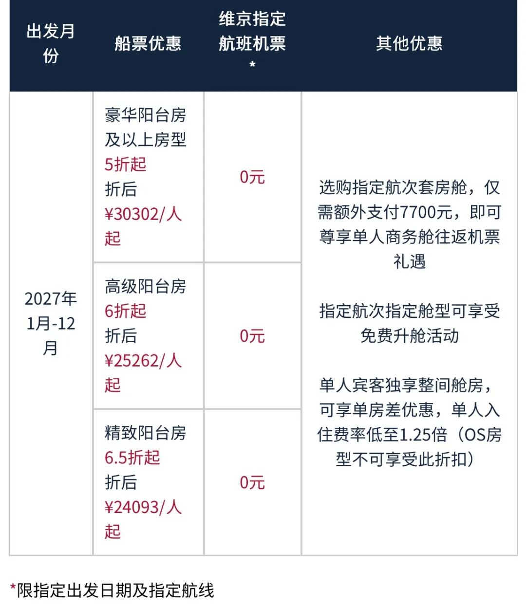 维京海轮2027航期双11大促 北欧地中海航线船票5折起赠机票