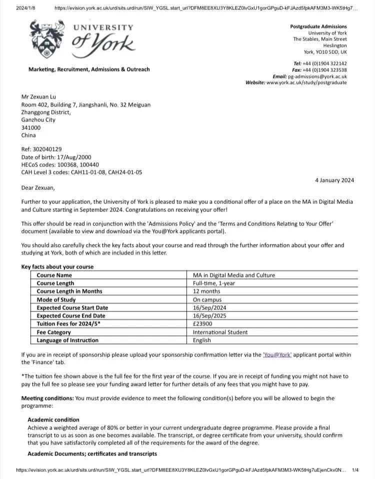 2024年qs世界大学排名167约克大学录取院校"疾风知劲草,烈火炼真金.