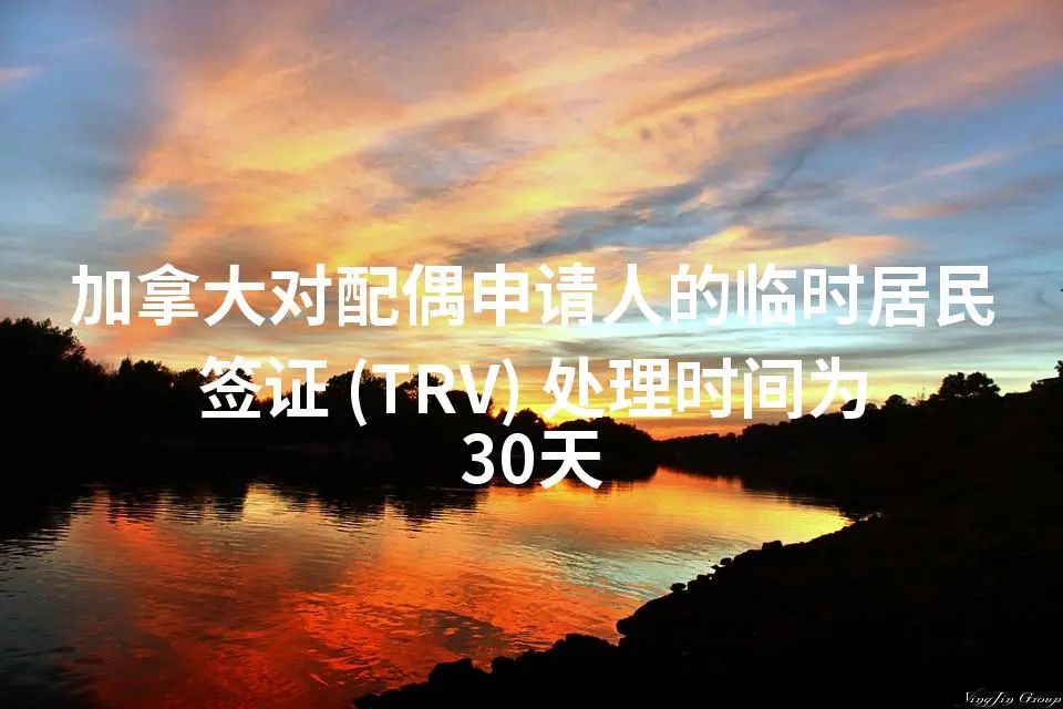 加拿大对配偶申请人的临时居民签证 (TRV) 处理时间为30天