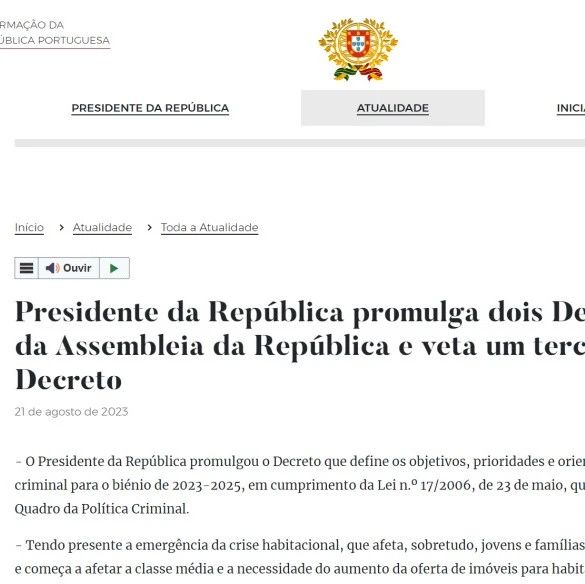 葡萄牙总统否决黄金签证变政提案！