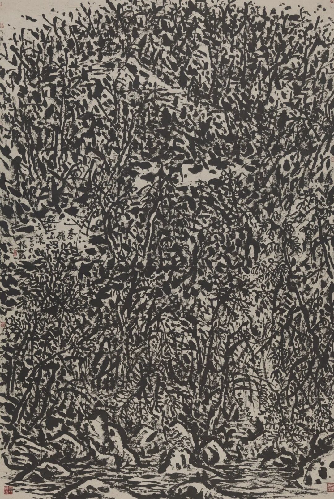 秦岭山溪  崔振宽(1935—)  中国画230×158cm  2008年  中国美术馆藏