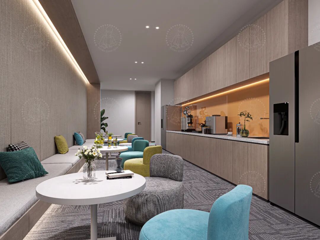 后面前台简约大气,简单而大方的布局,使整体空间显得有序而不失销代