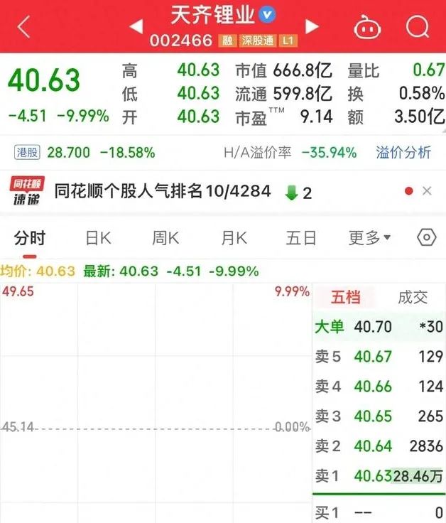 2024年08月09日 天齐锂业股票