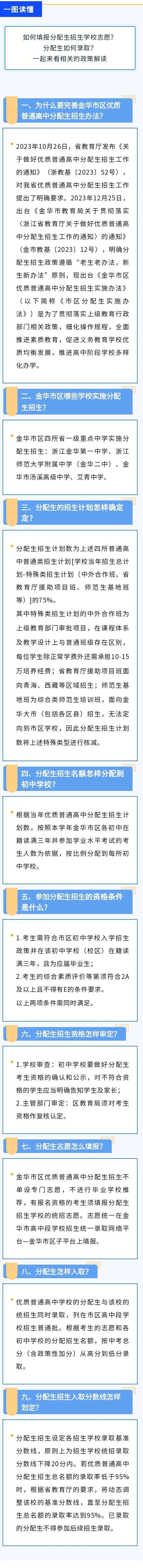 金华市区优质普通高中分配生实施办法与政策解读