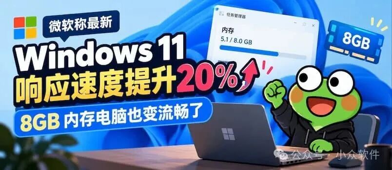 微软称最新 Windows 11 响应速度提升 20%，8GB 内存电脑也变流畅了 1