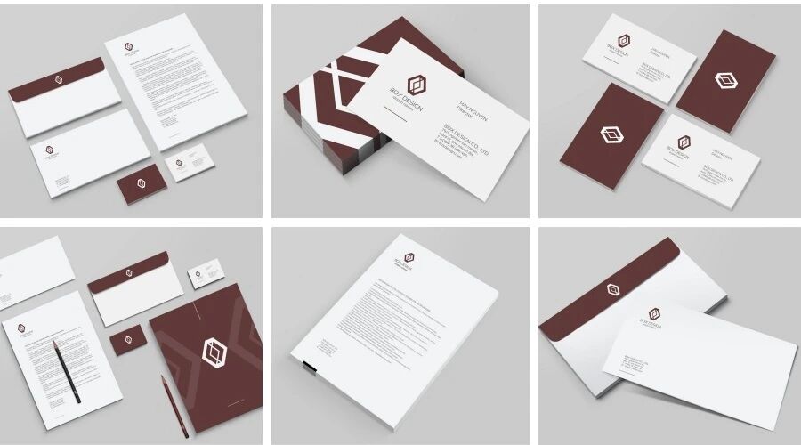 棕色设计公司名片信封VI样机PSD模板