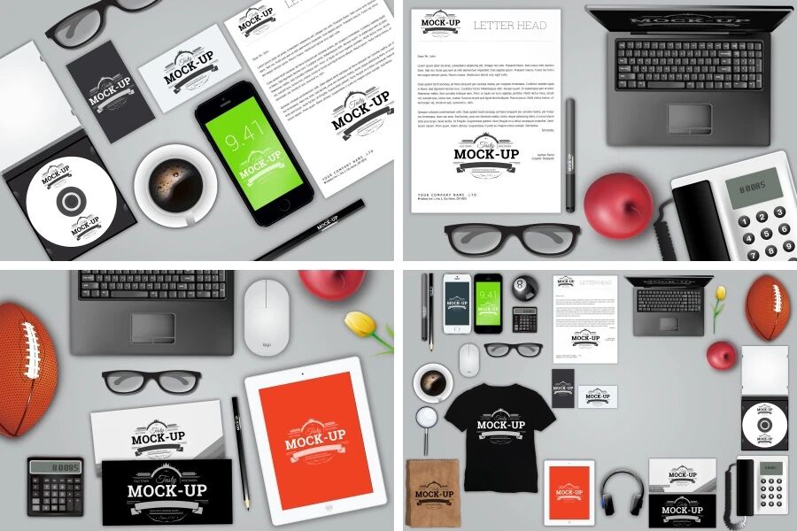 时尚运动企业办公用品宣传册VI样机PSD模板