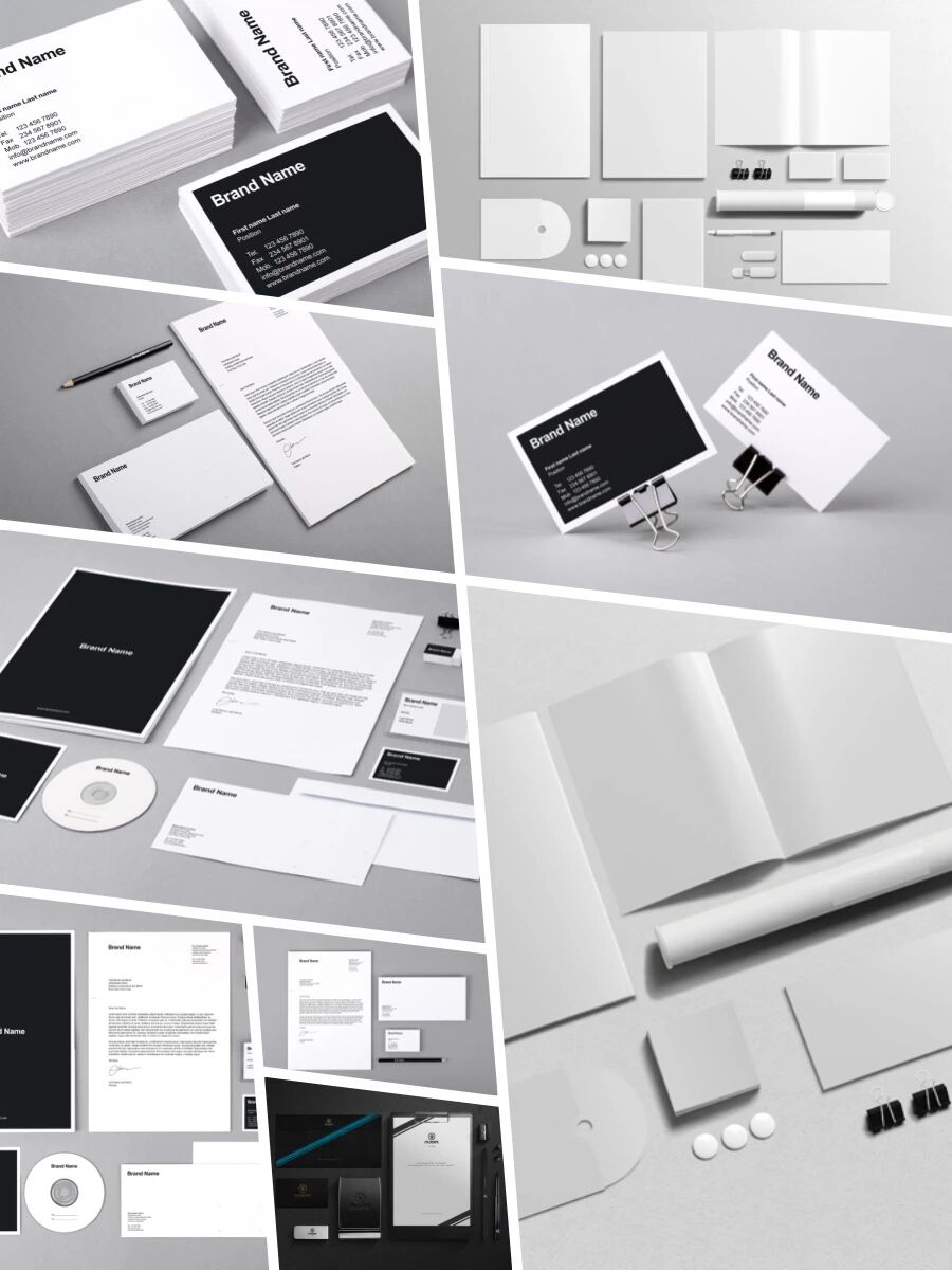 黑白企业名片办公用品画册VI样机PSD模板
