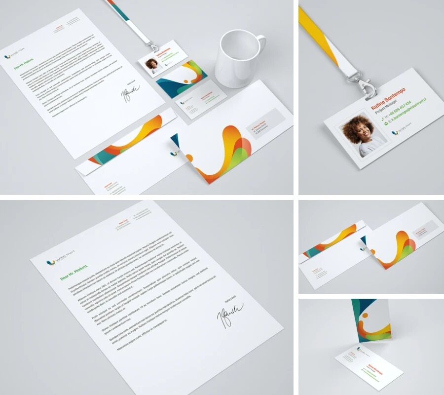 彩色公司名片工牌信封宣传册VI样机PSD模板