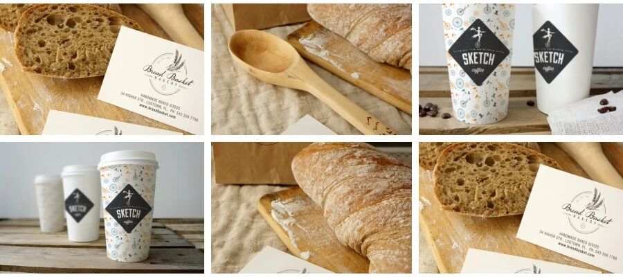 面包法棍咖啡饮品餐饮VI贴图PSD模板