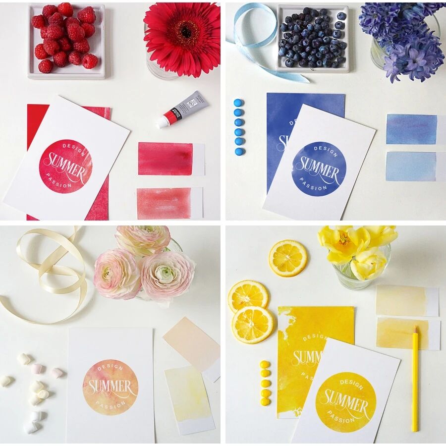 清新水果花卉礼品卡片VI贴图PSD模板