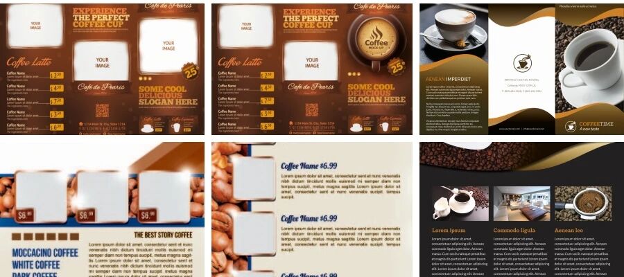 咖啡店铺招商折页宣传册平面设计排版PSD模板