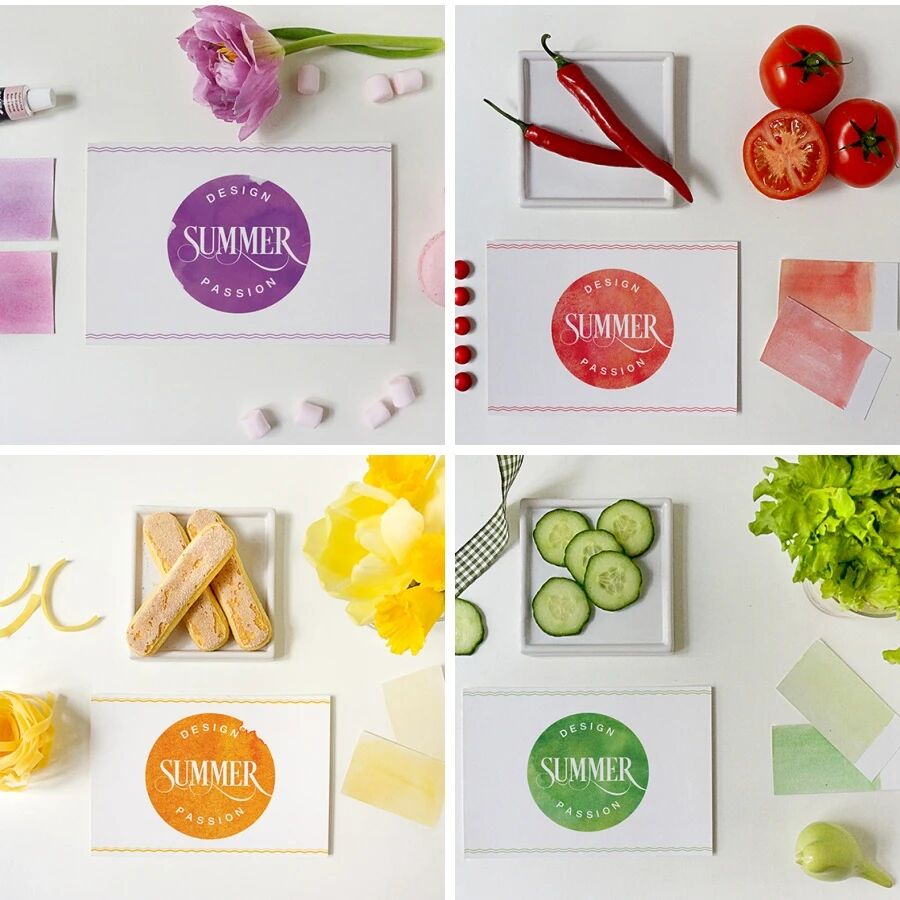 清新水果花卉礼品卡片VI贴图PSD模板