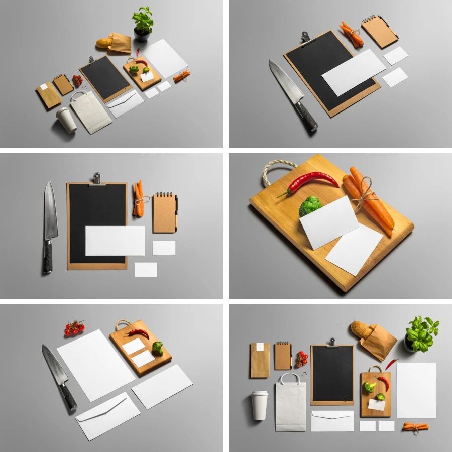 空白餐饮卡纸包装纸杯便签VI贴图PSD模板（附纹理背景图）